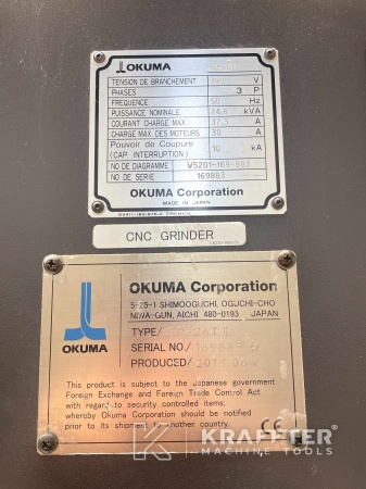 Nameplate on Okuma GP 26 T II (23) 